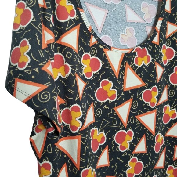 LuLaRoe Disney 2XL Tunic Top Minnie Mouse Geometric Print 90s Vibes Boho Scoop - Picture 4 of 8